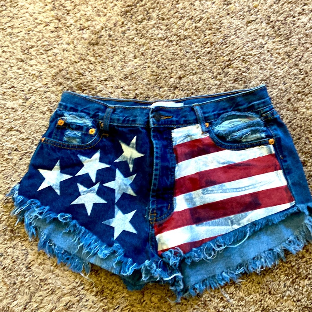 American flag jean shorts